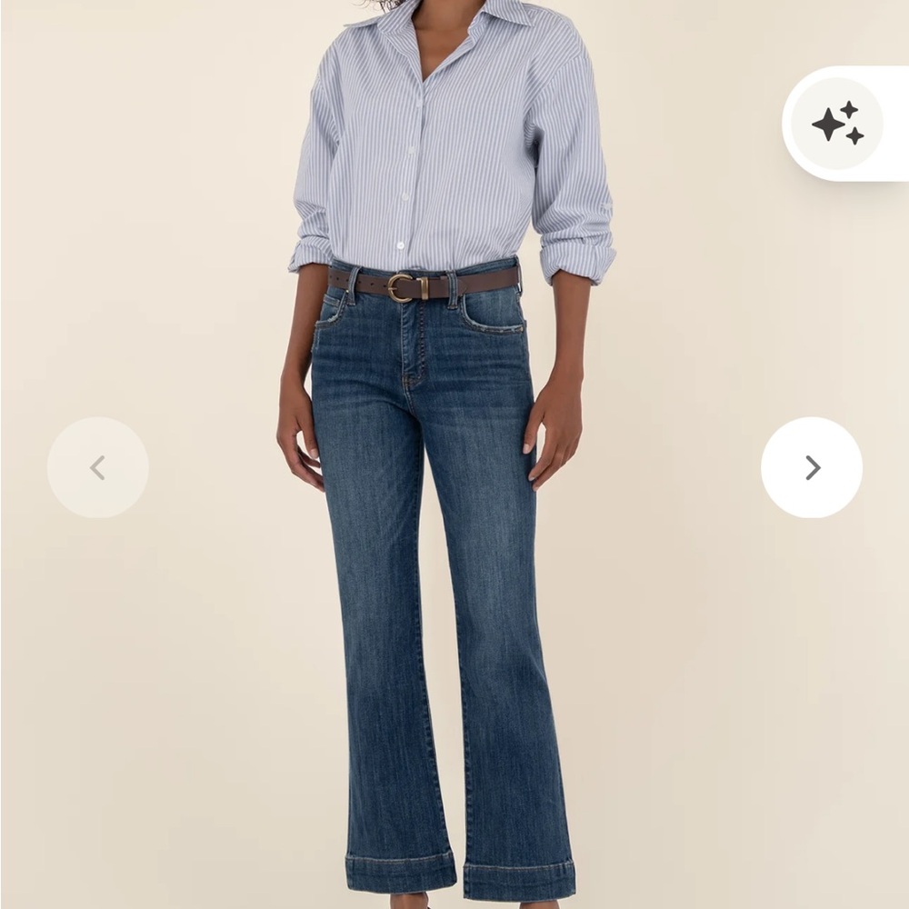 Kut from the Kloth Dark Wash Kelsey Fab Ab Ankle Flare Jeans